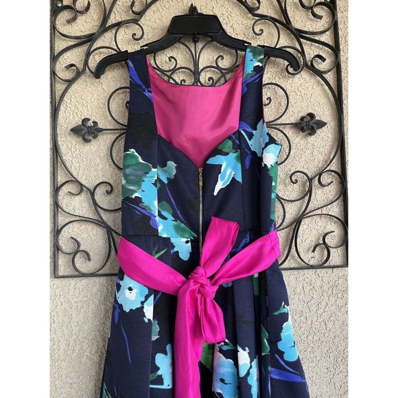 Eliza J Faille belted fit & flare dress - size 8 - multicolored - Picture 6 of 10